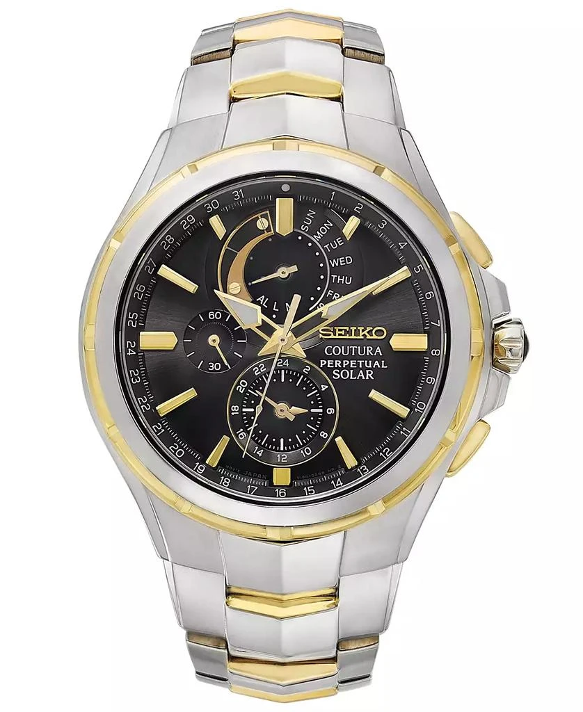 商品Seiko|Men's Solar Chronograph Coutura Two-Tone Stainless Steel Bracelet Watch 44mm SSC376,价格¥3675,第5张图片详细描述