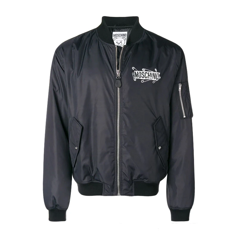 商品[国内直发] Moschino|Moschino 莫斯奇诺 男士黑色徽标拉链飞行员夹克 ZV0635-5215-1555,价格¥5183,第1张图片