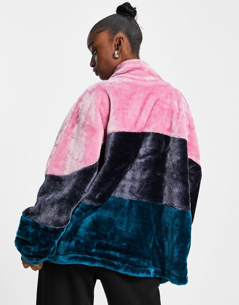 UGG Elaina faux fur jacket in rose quarts multi商品第2张图片规格展示
