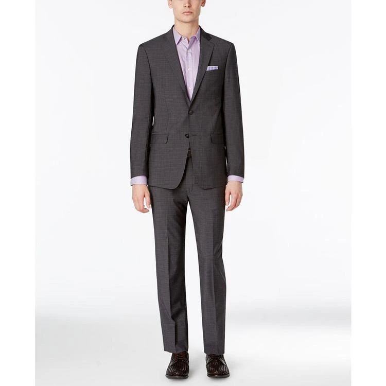 商品Calvin Klein|Men's Extra-Slim Fit Charcoal Shadow Grid Suit,价格¥733,第1张图片