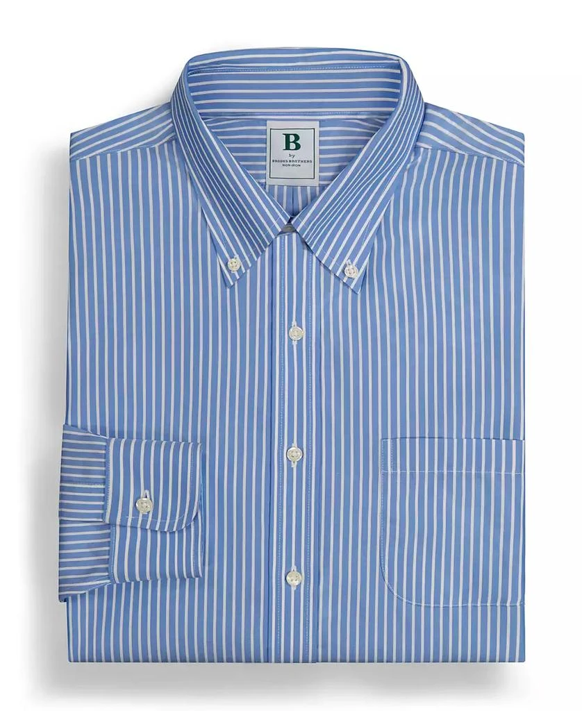 Men's Regular Fit Non-Iron Polo Button-Down Thin Stripe Broadcloth Dress Shirt 商品