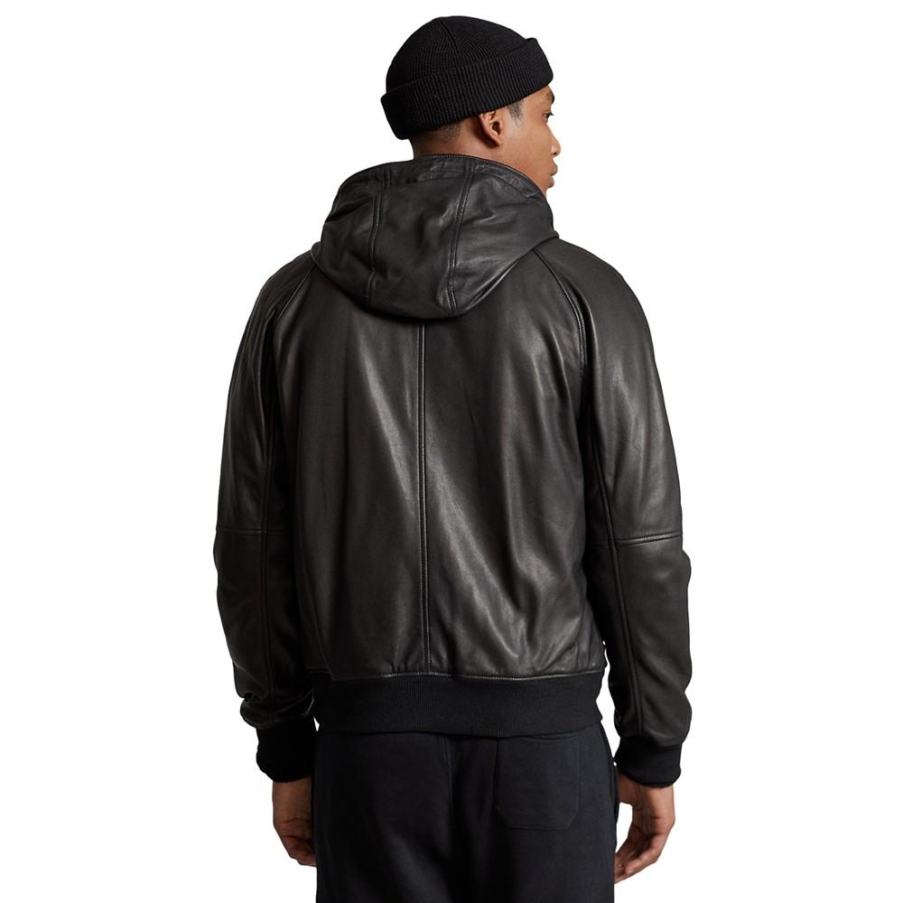 Men's Leather Hooded Jacket商品第2张图片规格展示