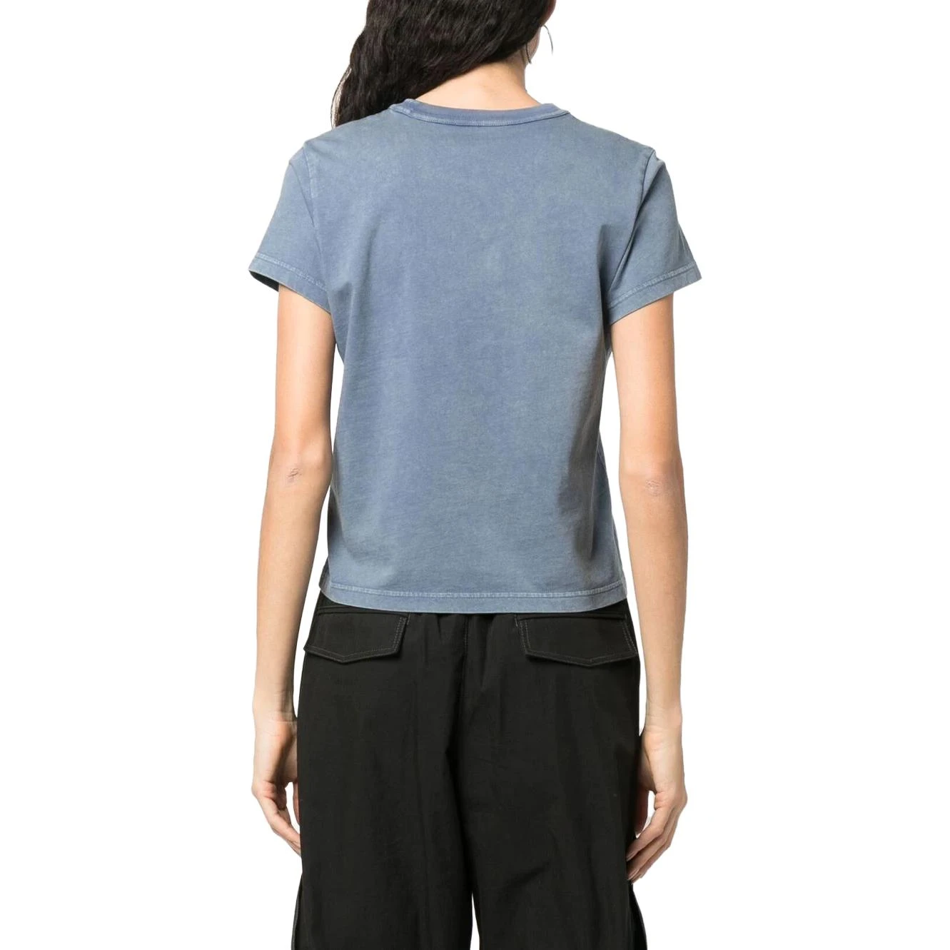 商品[国内直发] Alexander Wang|alexander wang亚历山大王  纯色字母Logo印花圆领套头短袖T恤essential发泡徽标装饰  SS24T恤 女款 雾霾蓝,价格¥930,第4张图片详细描述