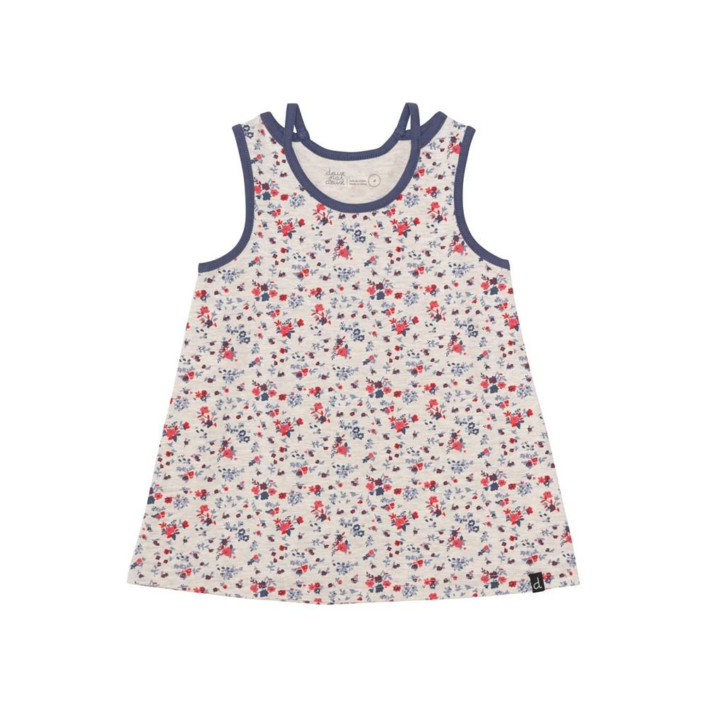 商品Deux par Deux|Girl Organic Cotton Printed Sleeveless Tunic Oatmeal Mix Little Flowers - Child,价格¥146,第1张图片