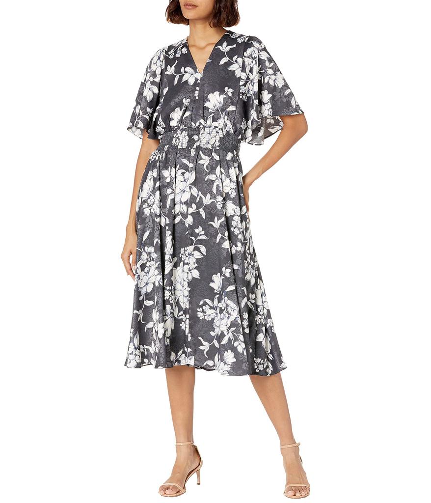 Women's Short Sleeve Midi Dress with Smocked Waist商品第1张图片规格展示
