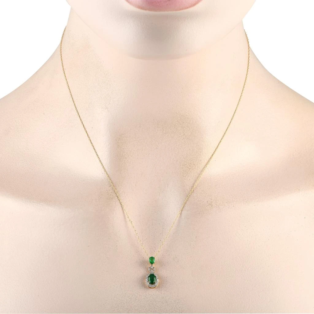 商品LB Exclusive|14K Yellow Gold 0.08ct Diamond and Emerald Necklace PD4-16183YEM,价格¥2438,第2张图片详细描述