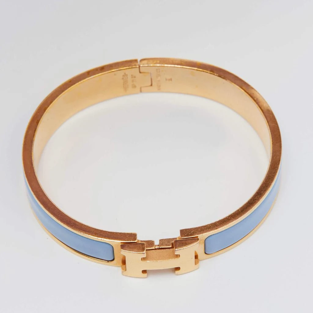 商品[二手商品] Hermes|Hermes Clic H Blue Enamel Gold Plated Narrow Bracelet,价格¥4550,第5张图片详细描述