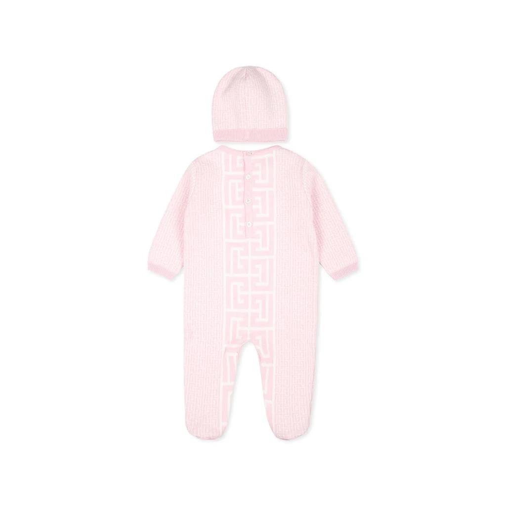 商品Balmain|Pink Babygrow Set For Baby Girl With Labyrinth,价格¥3721,第2张图片详细描述