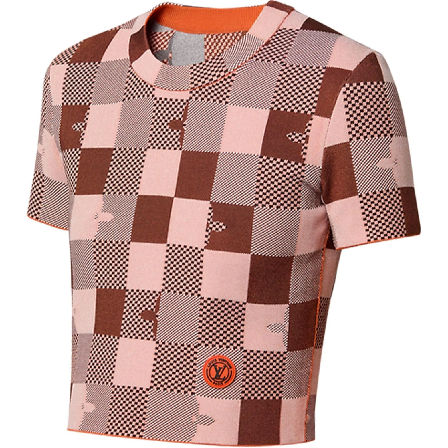 商品[国内直发] Louis Vuitton|SS23 格子提花工艺针织T恤 女款 玫红色,价格¥13183,第4张图片详细描述