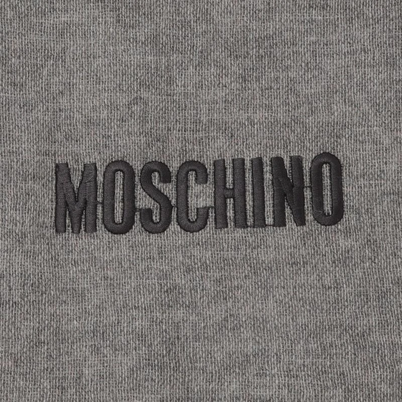 MOSCHINO/莫斯奇诺 男女同款英文logo图��案灰色流苏山羊绒围巾50149M5436 014 商品