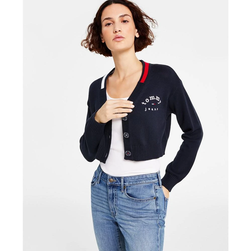 商品Tommy Jeans|Women's V-Neck Cropped Cardigan Sweater,价格¥108,第1张图片