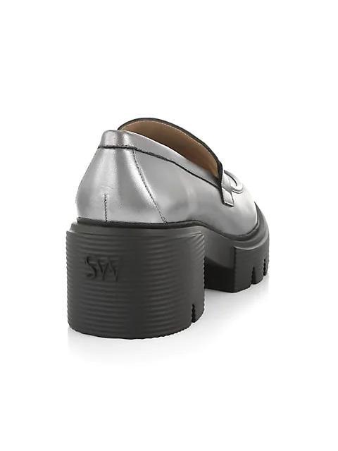 商品Stuart Weitzman|Soho Metallic Leather Lug-Sole Loafers,价格¥3683,第5张图片详细描述