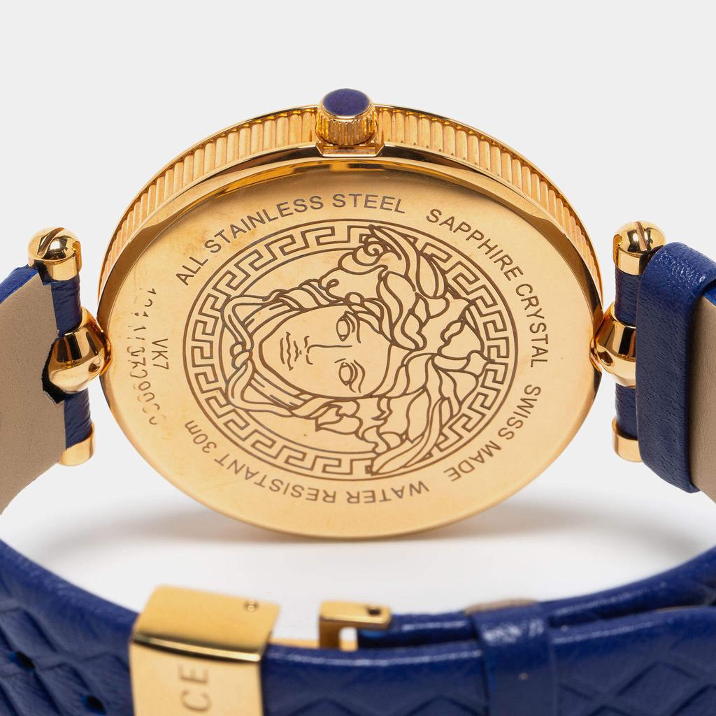 Versace Blue Rose Gold Plated Stainless Steel Leather Vanitas VK7040013 Women's Wristwatch 40 mm商品第4张图片规格展示