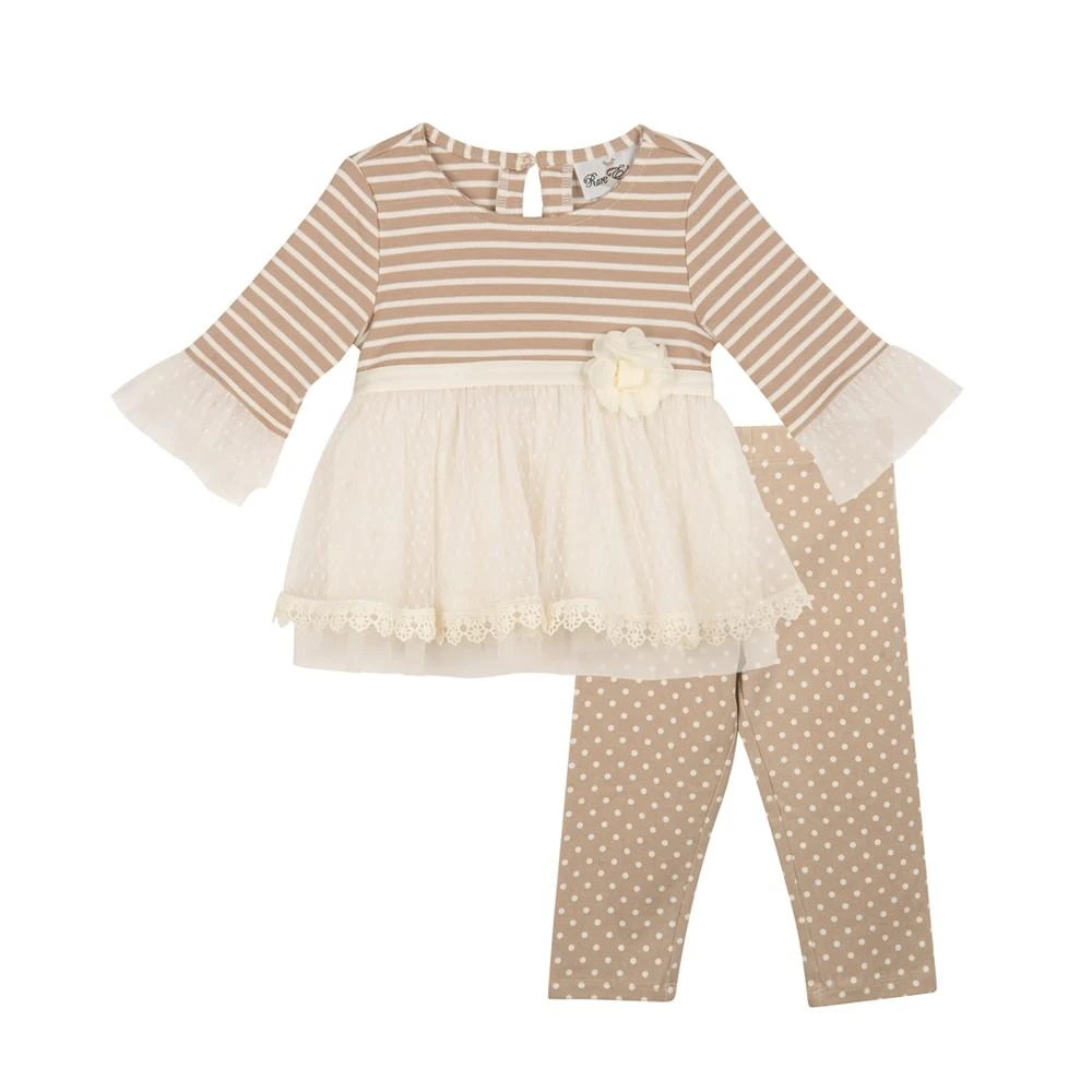 商品Rare Editions|Baby Girls Mesh Top and Polka Dot Skirt, 2 Piece Set,价格¥168,第1张图片