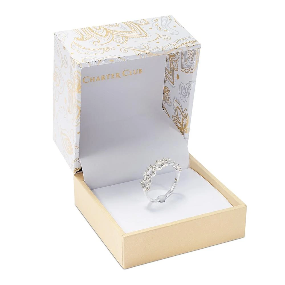 商品Charter Club|Fine Silver Plate or 18K Rose Gold Plate Pavé Open Heart Ring, Created for Macy's,价格¥89,第3张图片详细描述