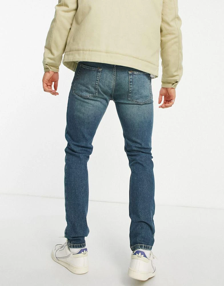 商品Topman|Topman stretch skinny jeans in mid wash blue,价格¥190,第2张图片详细描述