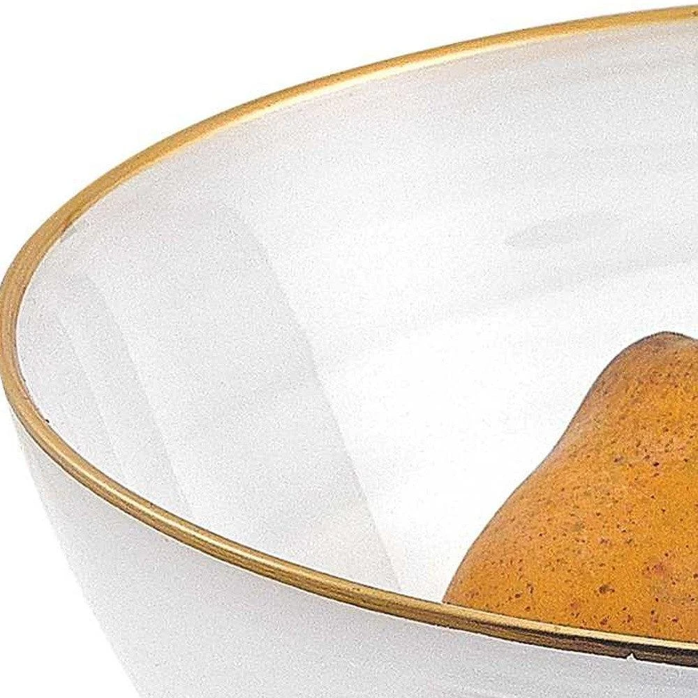 商品Homezia|10 Hand Crafted White Gold Glass Fruit Or Salad Bowl With Gold Rim,价格¥587,第3张图片详细描述