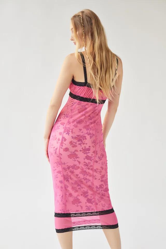 UO Olivia Mesh Lace-Trim Midi Dress商品第3张图片规格展示