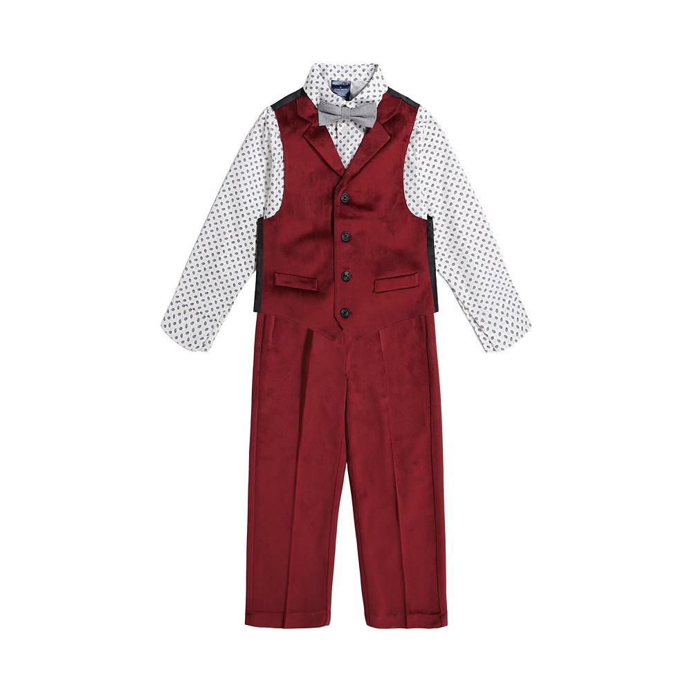 Little Boys 4-Pc. Velvet Vest, Pants, Shirt & Bowtie Set商品第6张图片规格展示