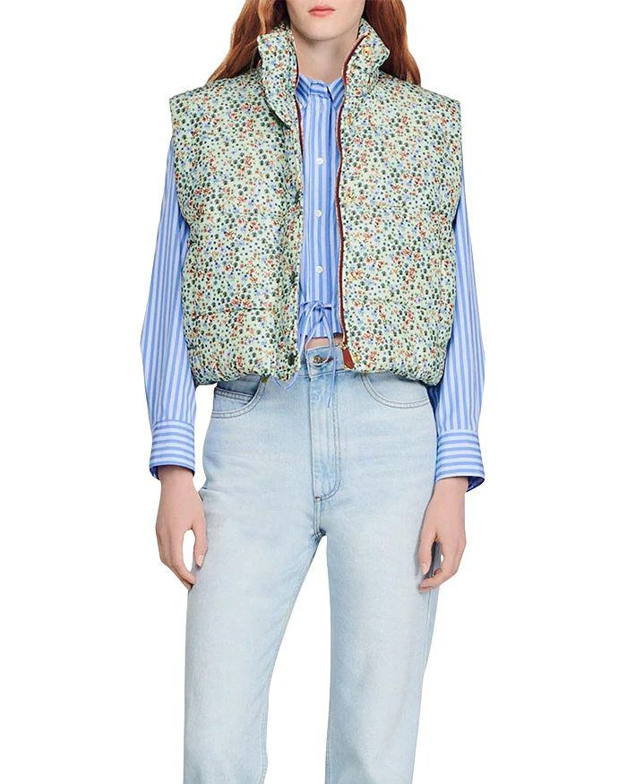 商品Sandro|Clementine Floral Print Puffer Vest,价格¥1651,第1张图片