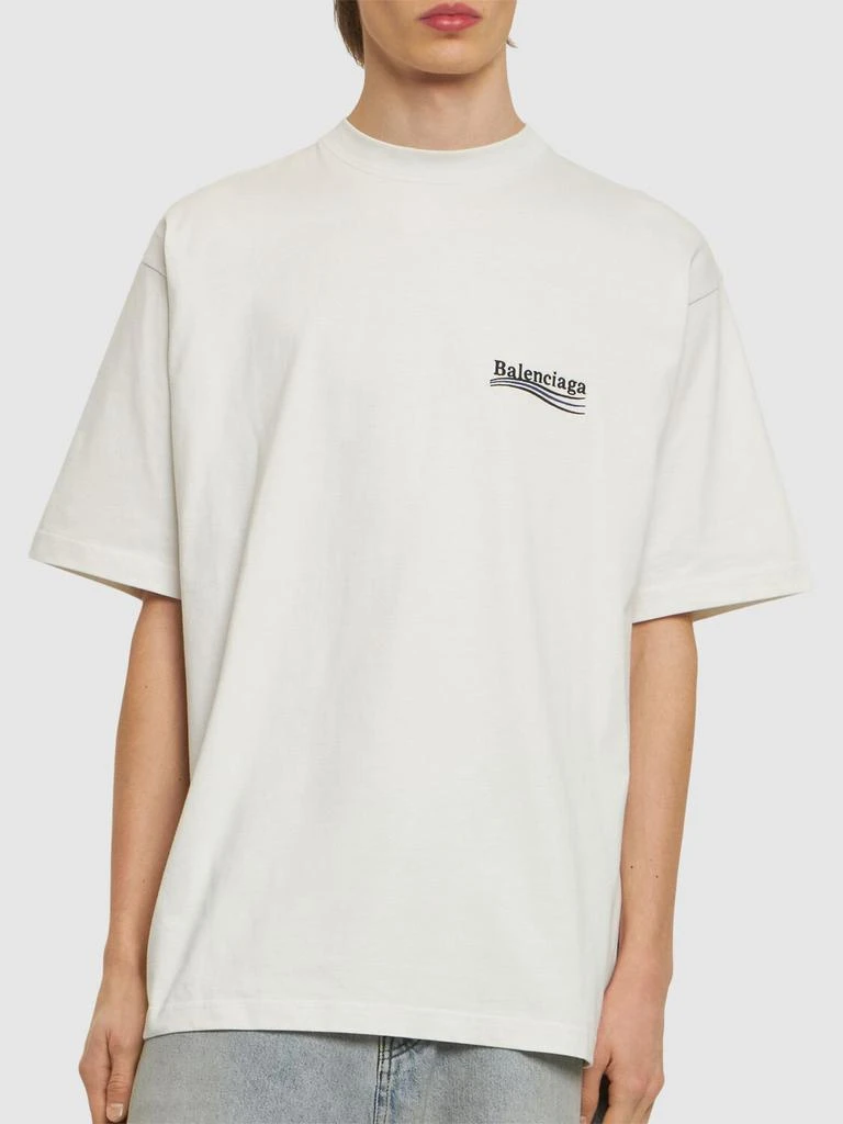 商品Balenciaga|Political Logo Cotton Jersey T-shirt,价格¥5175,第2张图片详细描述