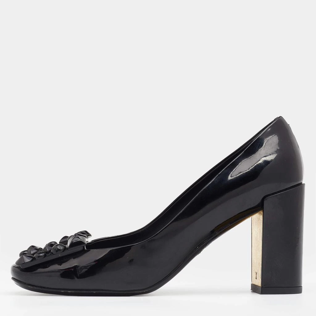 商品[二手商品] Louis Vuitton|Louis Vuitton Black Patent Leather Studded Graceful Block Heel Pumps Size 36,价格¥1889,第1张图片