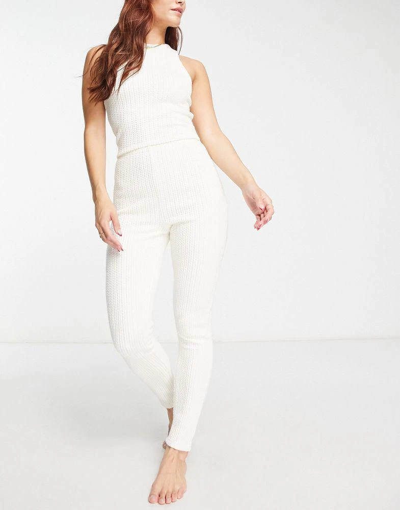 商品ASOS|ASOS DESIGN lounge cable knit vest & legging set in cream,价格¥205,第4张图片详细描述