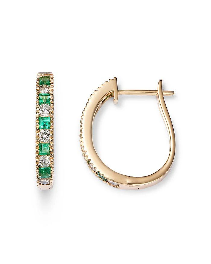 商品Bloomingdale's|Emerald & Diamond Small Hoop Earrings in 14K Yellow Gold,价格¥4900,第4张图片详细描述