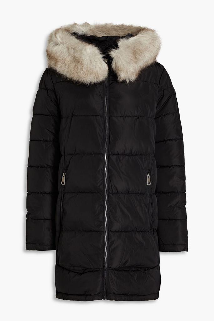Faux fur-trimmed quilted shell hooded coat商品第1张图片规格展示