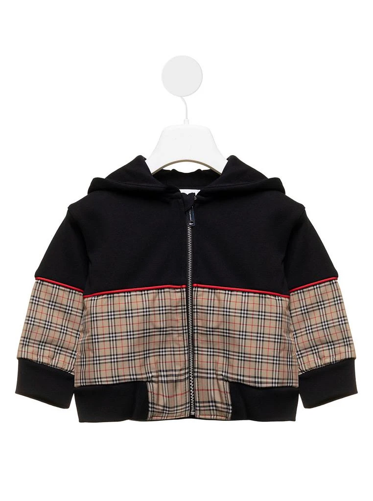 商品Burberry|Burberry Onah Black Jersey Vintage Check Hoodie Baby Boy Kids,价格¥2294,第1张图片