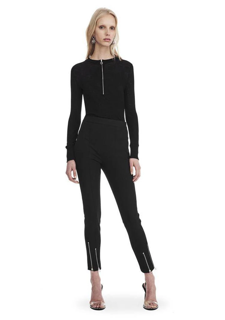 商品Alexander Wang|LONG SLEEVE TOP WITH ZIP HALF PLACKET,价格¥928,第1张图片