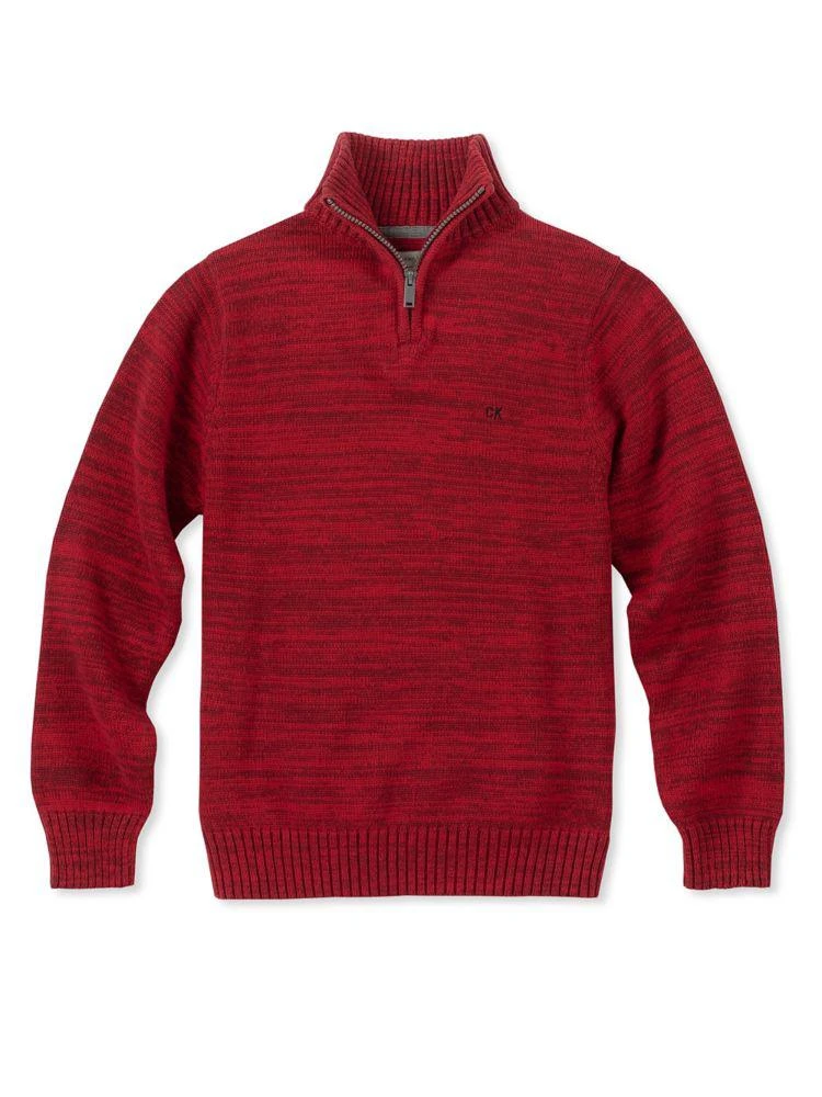 商品Calvin Klein|Boy's Sportswear Marled Solid Half-Zip Cotton Sweater,价格¥109,第1张图片