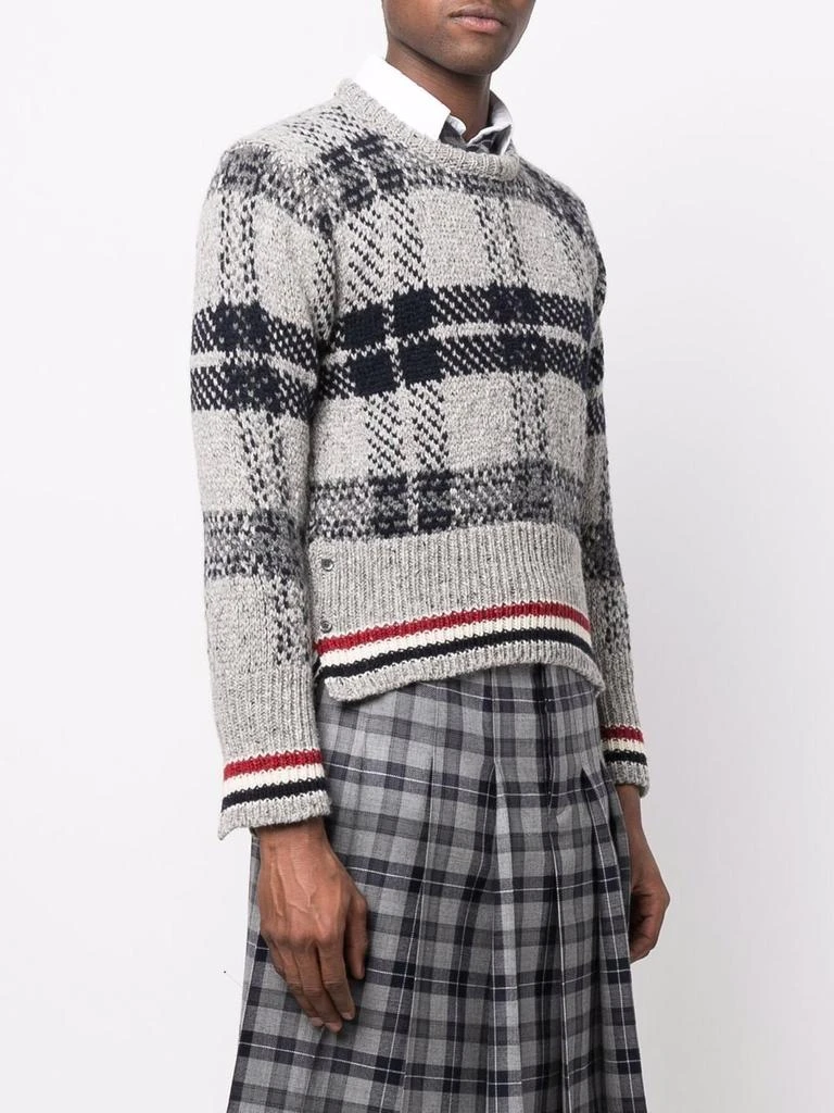 商品Thom Browne|THOM BROWNE MEN PULLOVER IN TB TARTAN JACQUARD MOHAIR TWEED,价格¥7056,第1张图片