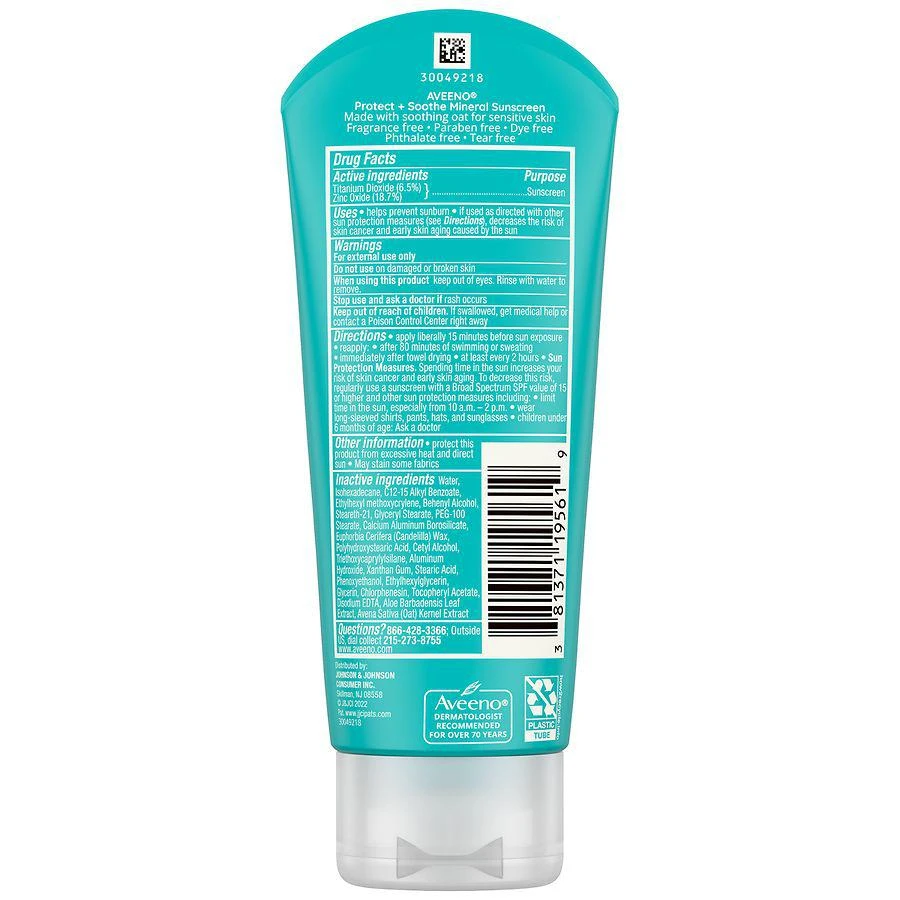 商品Aveeno|Protect + Soothe Mineral Sunscreen Lotion SPF 30,价格¥106,第2张图片详细描述