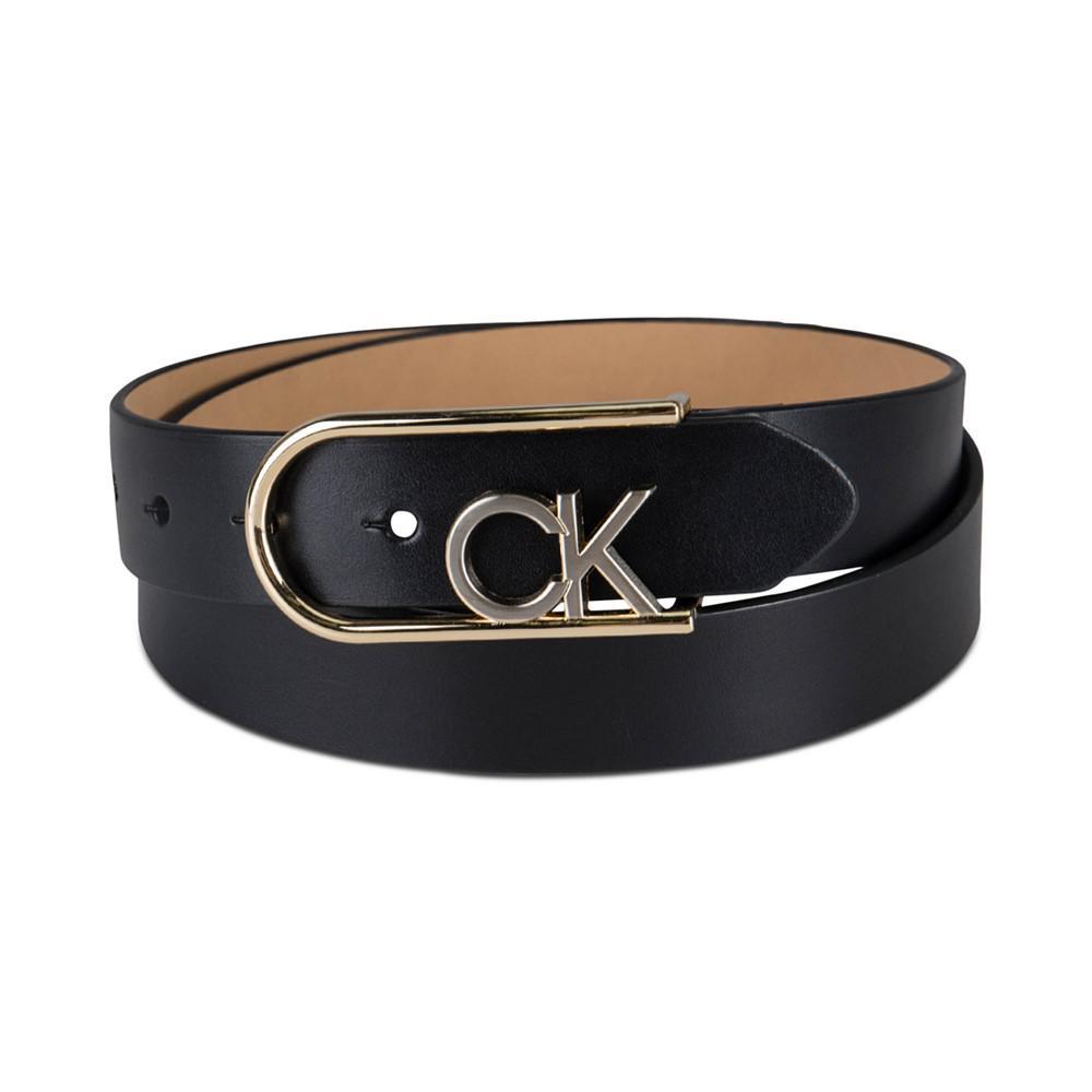 商品Calvin Klein|Two-Tone Monogram Buckle Leather Belt,价格¥163,第1张图片