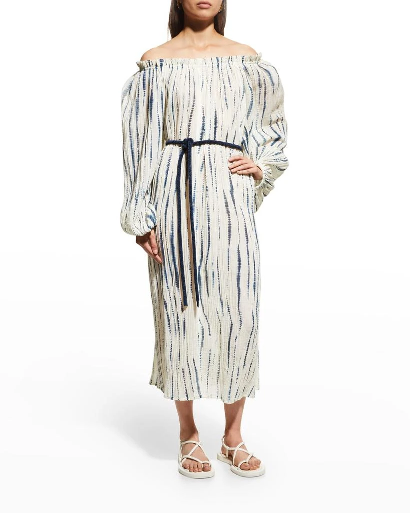 商品Tory Burch|Wavelength Ruffle-Neck Off-Shoulder Midi Dress,价格¥6977,第3张图片详细描述