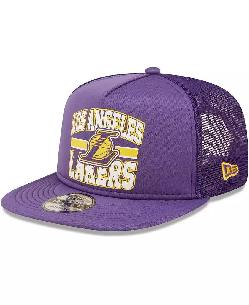 商品New Era|Men's Purple Los Angeles Lakers Logo A-Frame 9Fifty Trucker Snapback Hat,价格¥277,第1张图片