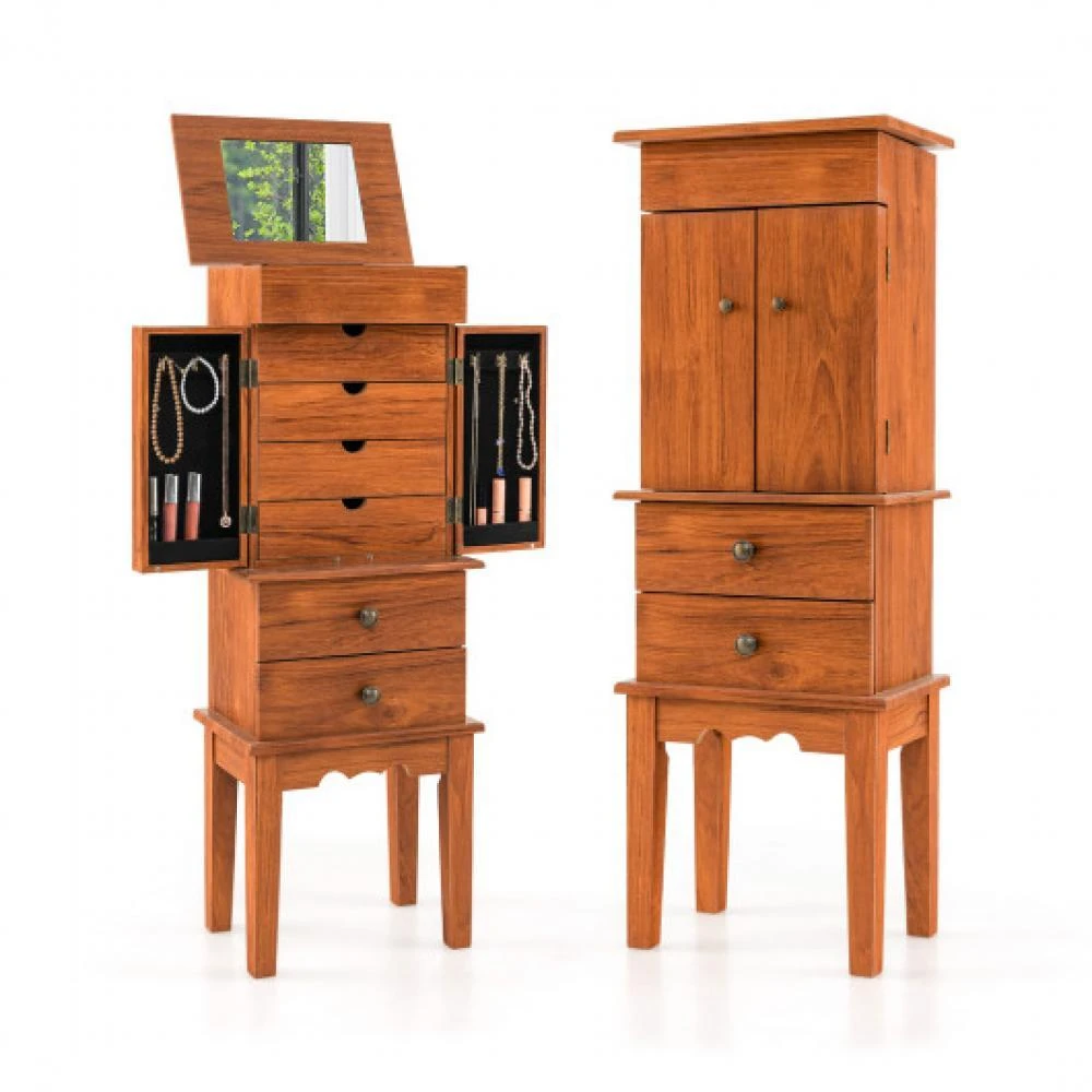商品Hivvago|Vintage Jewelry Storage Standing with Top Flip Makeup Mirror,价格¥1664,第3张图片详细描述