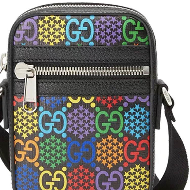 商品[国内直发] Gucci|古驰 Psychedelic魔幻跳跳糖老花Logo 帆布拼皮革 相机包单肩斜挎包 男女同款情侣款 黑色拼彩色,价格¥4338,第8张图片详细描述