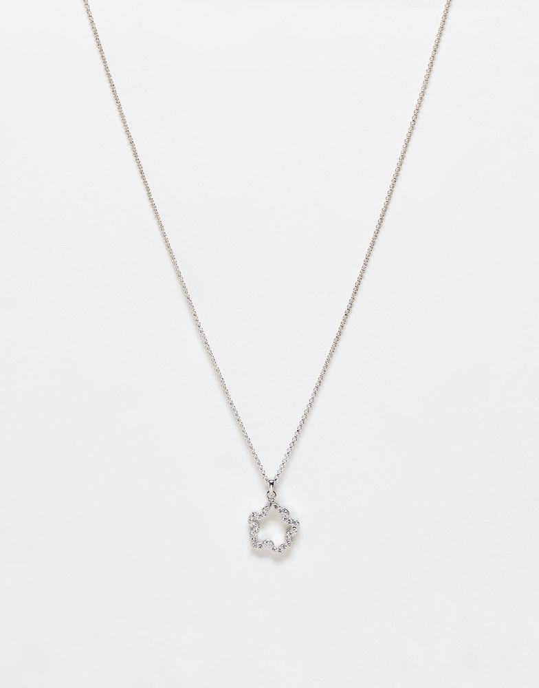 Ted Baker Crishla necklace in silver with cut out magnolia crystal pendant商品第1张图片规格展示