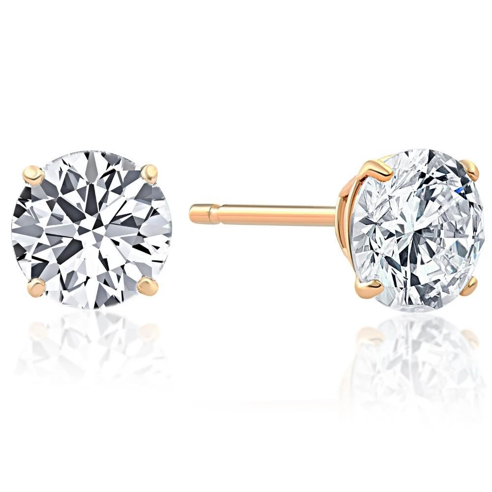 商品Pompeii3|.20Ct Round Brilliant Cut Natural Quality VS2-SI1 Diamond Stud Earrings in 14K Gold Basket Setting,价格¥2173,第1张图片