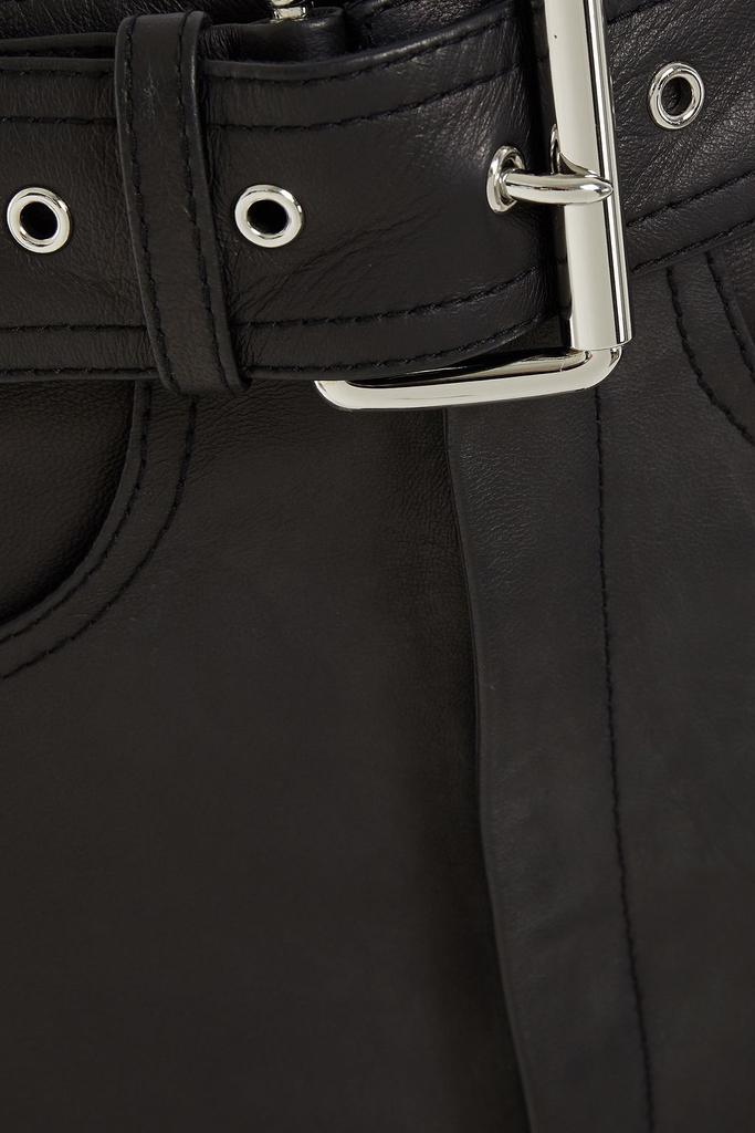 Belted leather mini skirt商品第2张图片规格展示