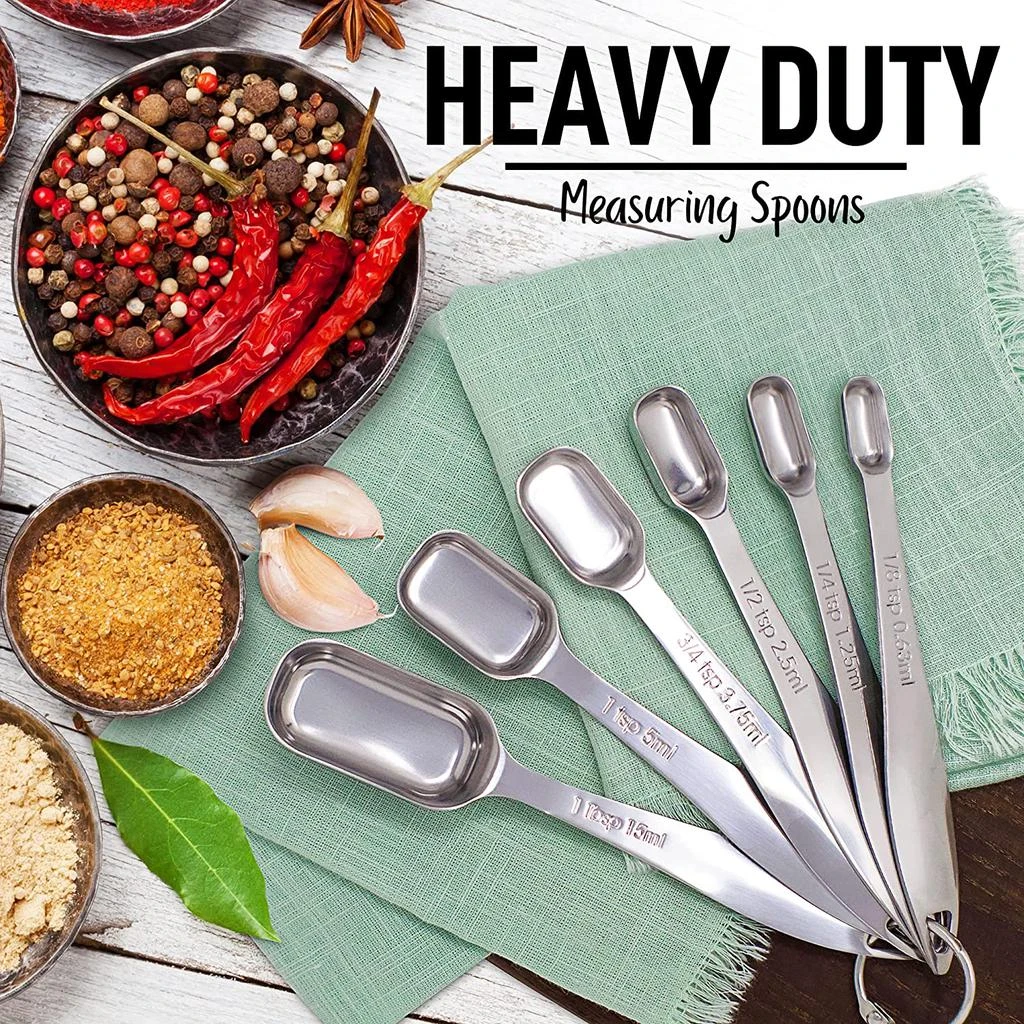 Zulay Kitchen Heavy Duty Stainless Steel Measuring Spoons with Engraved Markings and Removable Lock 2