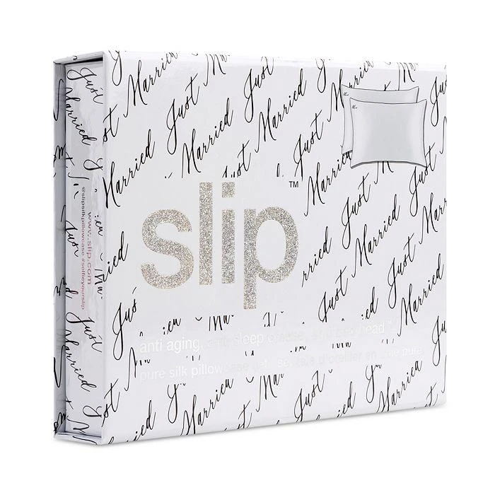商品Slip|Just Married Embroidered Silk Pillowcase Set,价格¥1511,第3张图片详细描述