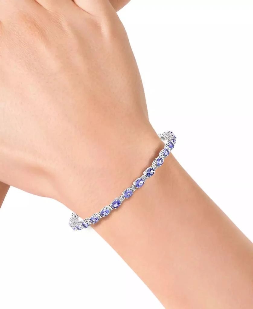 商品Effy|EFFY® Tanzanite (4-3/4 ct. t.w.) & Diamond (1/20 ct. t.w.) Link Bracelet in Sterling Silver,价格¥2749,第2张图片详细描述