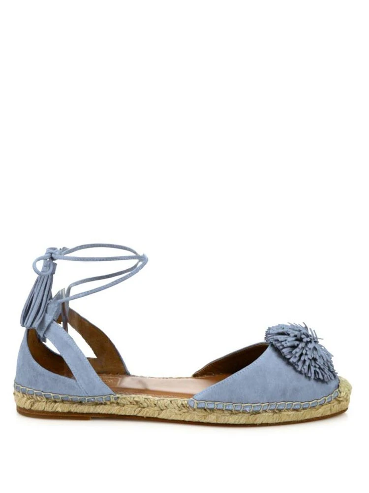 商品Aquazzura|Sunshine Pom-Pom Suede Espadrille Flats,价格¥1784,第5张图片详细描述