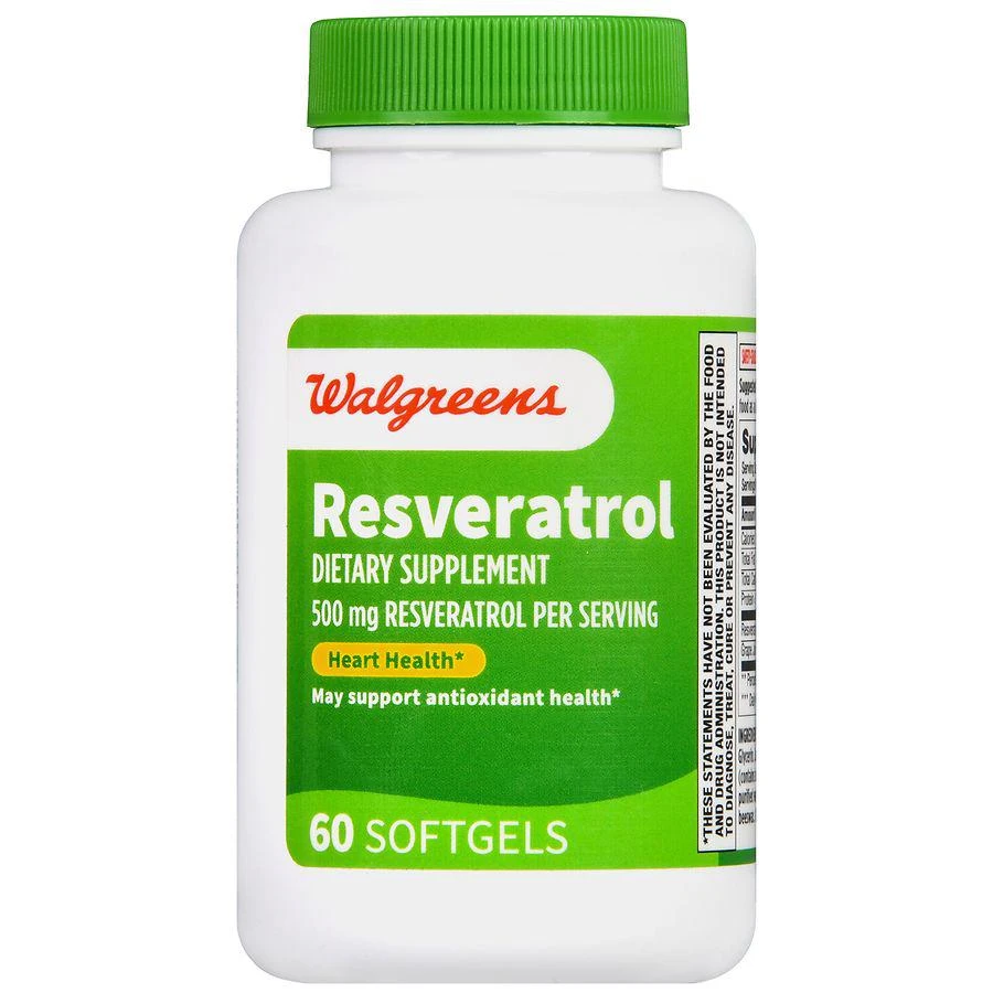 商品Walgreens|Resveratrol 500 mg Softgels (30 days),价格¥209,第2张图片详细描述