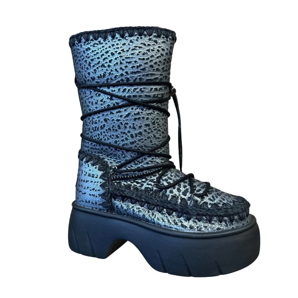 商品Mou|Eskimo Snow Boot In Metal Print Silver On Black,价格¥2134,第4张图片详细描述