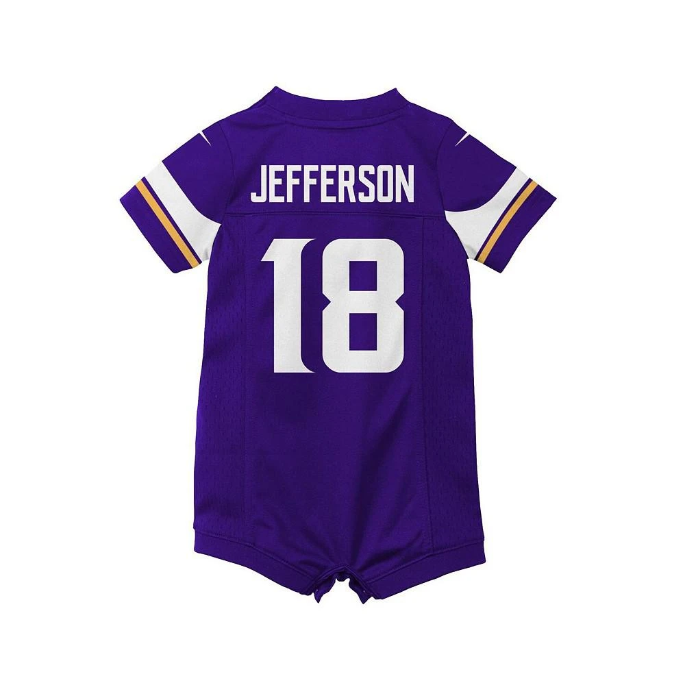 商品NIKE|Newborn and Infant Boys and Girls Justin Jefferson Purple Minnesota Vikings Game Romper Jersey,价格¥298,第3张图片详细描述
