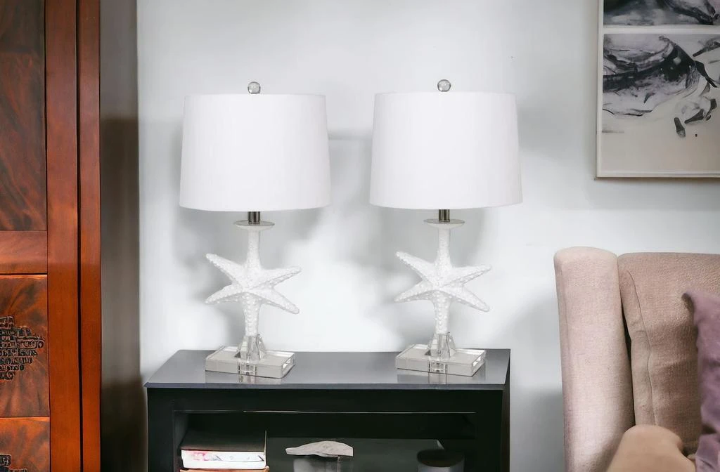 商品Homezia|Set Of Two White Coastal Starfsh Table Lamps,价格¥2091,第1张图片